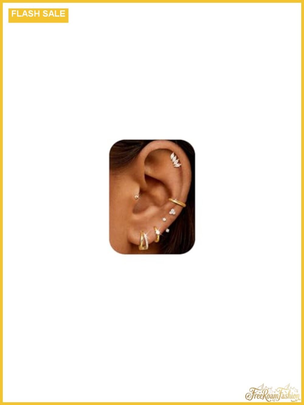7 Pairs Hypoallergenic 14K Gold Plated Surgical Steel Flat Back Earrings Set -